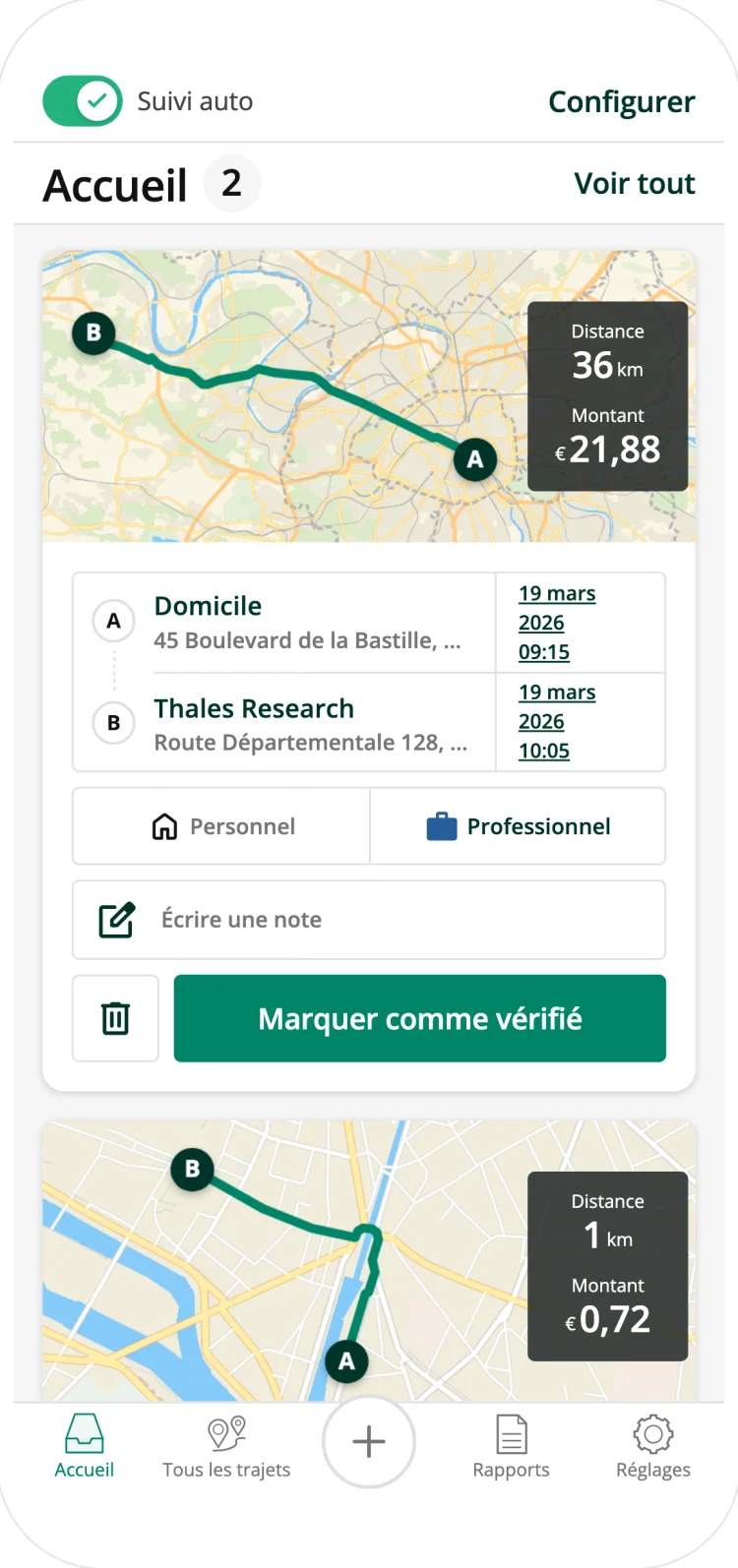 Driversnote classifying trips